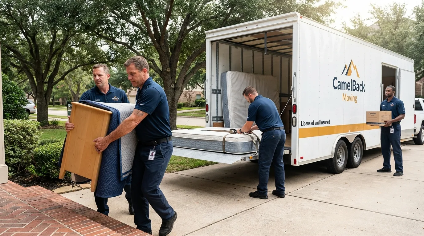 Crew loading residential truck for cross-state move from Tarkio, MO